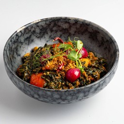 แกงคั่วแห้งผักโขม