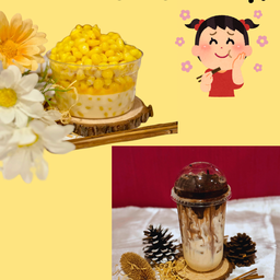 [เซตสุดฮิต] ข้าวโพดคลุกเนย + นมหมีโกโก้หนึบ (เย็น)
