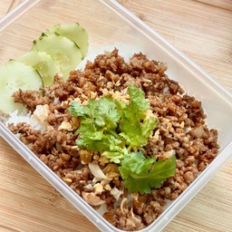 ข้าวหมูสับกระเทียม (ไม่รับไข่)