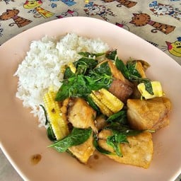 เนื้อปลากะพง ราดข้าว