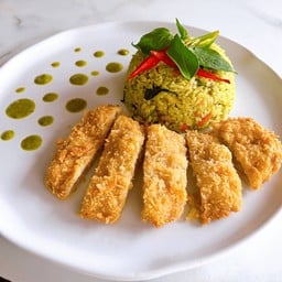 ข้างผัดเขียวหวานหมูทงคัตสึ