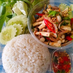 ชุดข้าวลาบหมูสับเห็ดรวม