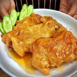 ข้าวไก่ทอดกรอบซอสน้ำปลา,น้ำจิ้มแจ่ว อร่อยเหาะ!🤣