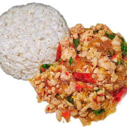 ข้าวกะเพรา (ใส่วุ้นเส้น)