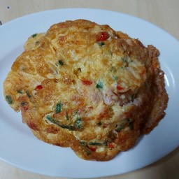 ข้าวไข่เจียวแหนม + น้ำเก๊กฮวย