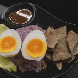 เหนียวตับหมูไข่เป็ด+แจ่วรสเด็ด