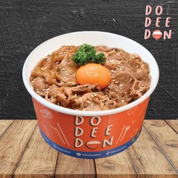 ข้าวหน้าหมูดำผัดซอสฉ่ามๆ + ไข่ดองโชยุ