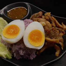 เหนียวหมูแดดเดียวไข่เป็ด+แจ่วรสเด็ด