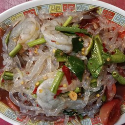 ตำเส้นแก้วกุ้งสดปลาร้า