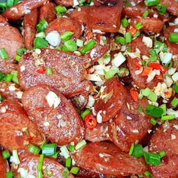 กุนเชียง หมูสับ คั่วพริกเกลือ ราดข้าว