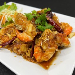 กุ้งราดซอสมะขามหวาน