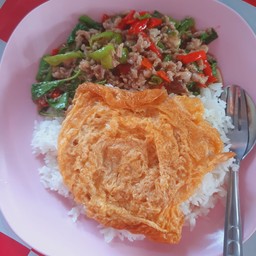 ข้าวกระเพราหมูสับ+ไข่เจียว