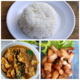 ข้าวหมูคั่วเกลือ..แกงพริกกระดูกอ่อน..