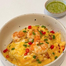 ข้าวไข้ข้นขยี้กุ้งพริกสด