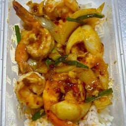 ข้าวกุ้งผัดพริกเผานมสด