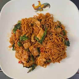 [อร่อยซ่ากับโค้ก] มาม่าผัดกะเพราพริกแห้ง แมวขอร้องให้ทำ +  โค้ก ออริจินัล (กระป๋อง)