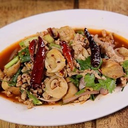 ลาบเห็ดฟาง(ใส่หมูสับ)