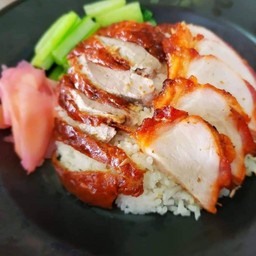 ข้าว เป็ดย่าง+หมูแดง