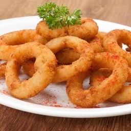 ปลาหมึกทอด+หอมทอด