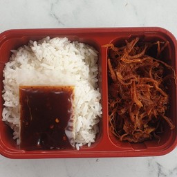 ข้าวสวย-หมูฝอย- น้ำจิ้มแจ่ว