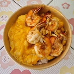 กุ้งกระเทียม+ไข่ข้น