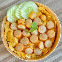 ข้าวไข่ข้น+ไส้กรอก