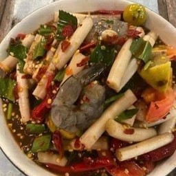 ตำไหลบัวกุ้งสด ปูปลาร้า