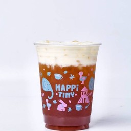 ชาพีช ครีมชีส. Iced Peach Tea With Cream Cheese