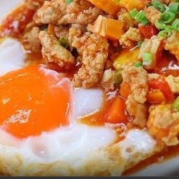 ข้าว ไข่ระเบิด ผักสามสี