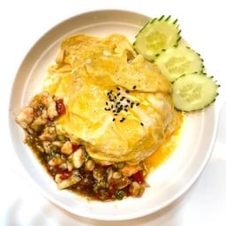 ข้าวไข่ข้นกุ้งคั่วพริกเกลือ