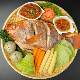 ปลาทับทิมนึ่งแจ่ว