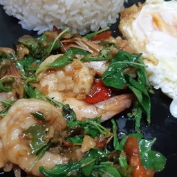 ข้าวกะเพรากุ้ง