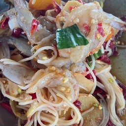 ตำหน่อไม้กุ้งสดน้ำปลาร้า