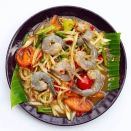 ตำปลาร้ากุ้งสด (กุ้ง 6 ตัว)