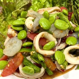 ส้มตำโรยสะตอ ( เลือกใส่เนื้อสัตว์เองได้เลยค่ะ )