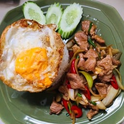 ผัดพริกราดข้าว