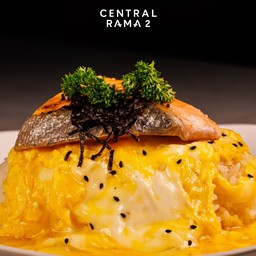 (นางใน ไข่ข้น)ข้าวไข่ข้นปลาแซลม่อนย่างซีอิ้ว