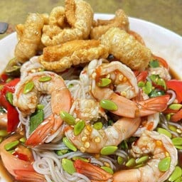 ตำขนมจีนปูปลาร้ากากหมู+กุ้งสุก