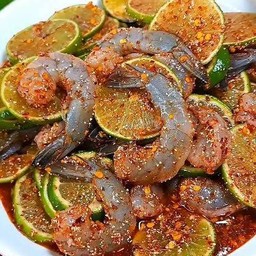 ก้อยมะนาวกุ้งสด (ใส่ปลาร้า)
