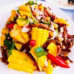 ยำข้าวโพด ปลากรอบ