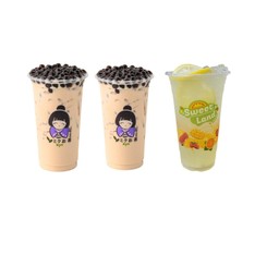 ชานมไข่มุก2แก้ว น้ำเลม่อนสด1แก้ว