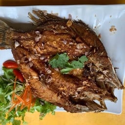 ปลากระพงทอดกระเทียม