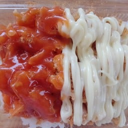 ข้าวไก่สไปร์ซี่ราดมายองเนส+ซอสพริก