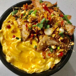 ข้าวไข่ข้น+คอหมูผัดพริกเกลืิอ
