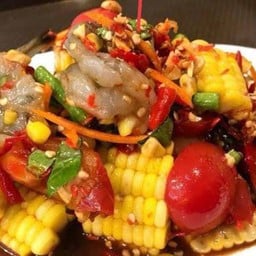 ยำขาวโพตกุงสด