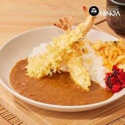 ข้าวหน้าแกงกะหรี่กุ้งเทมปุระ