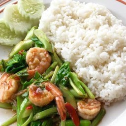 คะน้า กุ้ง