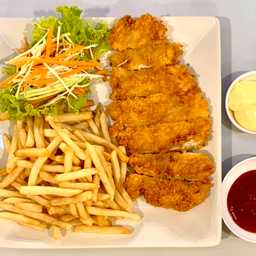 เฟรนช์ฟรายส์ +อกไก่ทอด