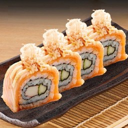 แซลมอนโรลเบิร์นปลาแห้ง  (เซต 4 ชิ้น)