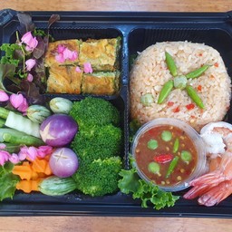 ข้าวคลุกน้ำพริกกะปิกุ้งสด+เครื่องดื่ม